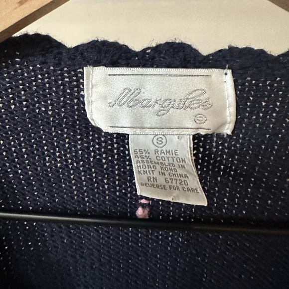 Vintage Navy Embroidered Floral Cardigan Sweater - Picture 5 of 6